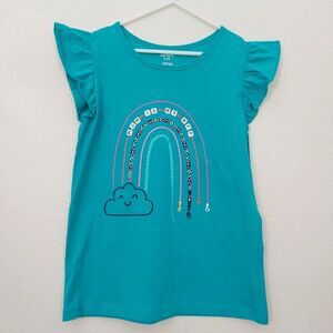 Carter's T-shirt Girls Size 12 Green Butterfly Sleeve Graphic Print